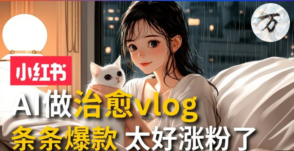 AI治愈系vlog动画视频，小红书7天 涨粉破千，商单报价1500+，0成本制作，日入2000+，有手就会 白米粥资源网-汇集全网副业资源白米粥资源网