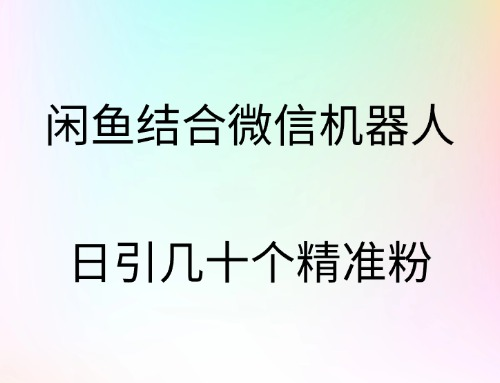 闲鱼结合微信机器人，日引几十个精准粉白米粥资源网-汇集全网副业资源白米粥资源网