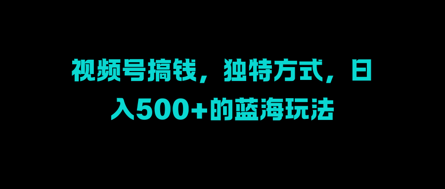 视频号搞钱，独特方式，日入500+的蓝海玩法白米粥资源网-汇集全网副业资源白米粥资源网