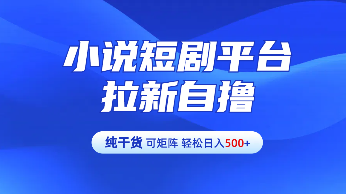 【纯干货】小说短剧平台拉新自撸玩法详解-单人轻松日入500+白米粥资源网-汇集全网副业资源白米粥资源网