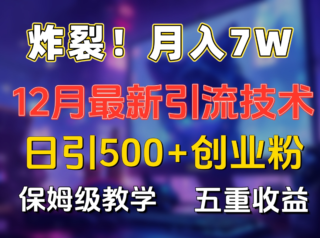 炸裂！月入7W+揭秘12月最新日引流500+精准创业粉，多重收益保姆级教学白米粥资源网-汇集全网副业资源白米粥资源网