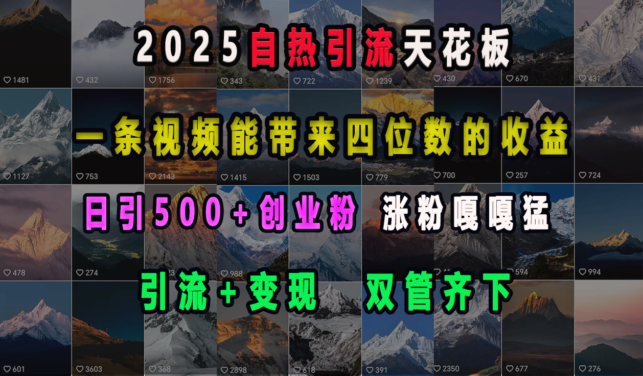 2025自热引流天花板，一条视频能带来四位数的收益，引流+变现双管齐下，日引500+创业粉，涨粉嘎嘎猛白米粥资源网-汇集全网副业资源白米粥资源网