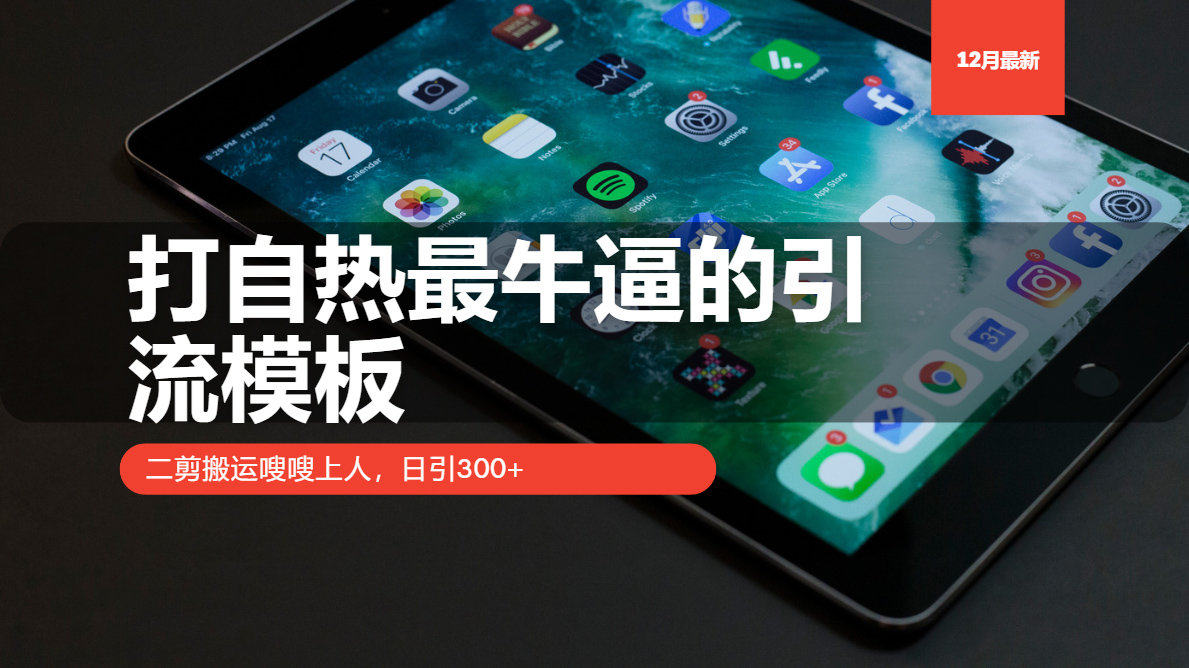 打自热最牛逼的引流模板，日引300+，二剪搬运嗖嗖上人白米粥资源网-汇集全网副业资源白米粥资源网