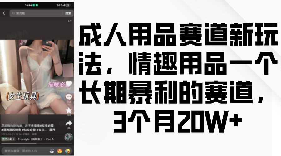 情趣用品一个长期暴利的赛道，成人用品赛道新玩法，3个月20W+白米粥资源网-汇集全网副业资源白米粥资源网