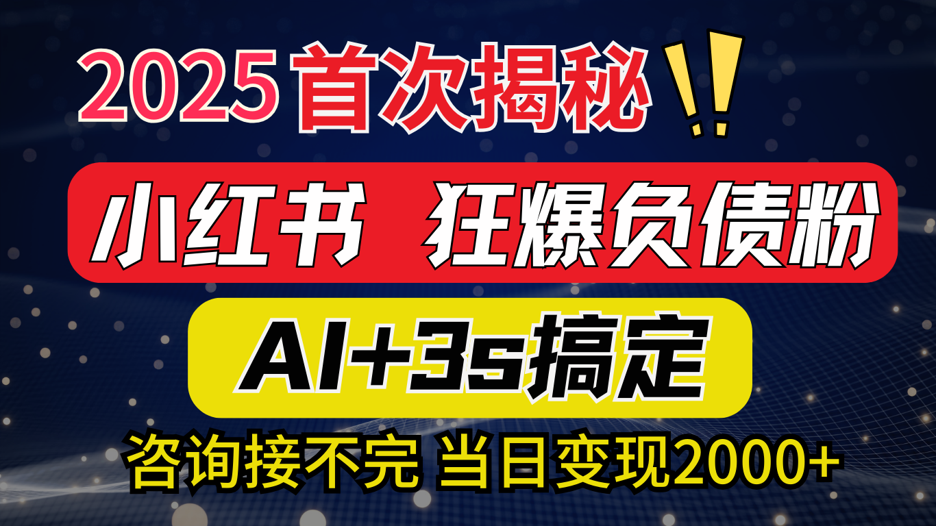 2025引流天花板：最新小红书狂暴负债粉思路，咨询接不断，当日入2000+白米粥资源网-汇集全网副业资源白米粥资源网