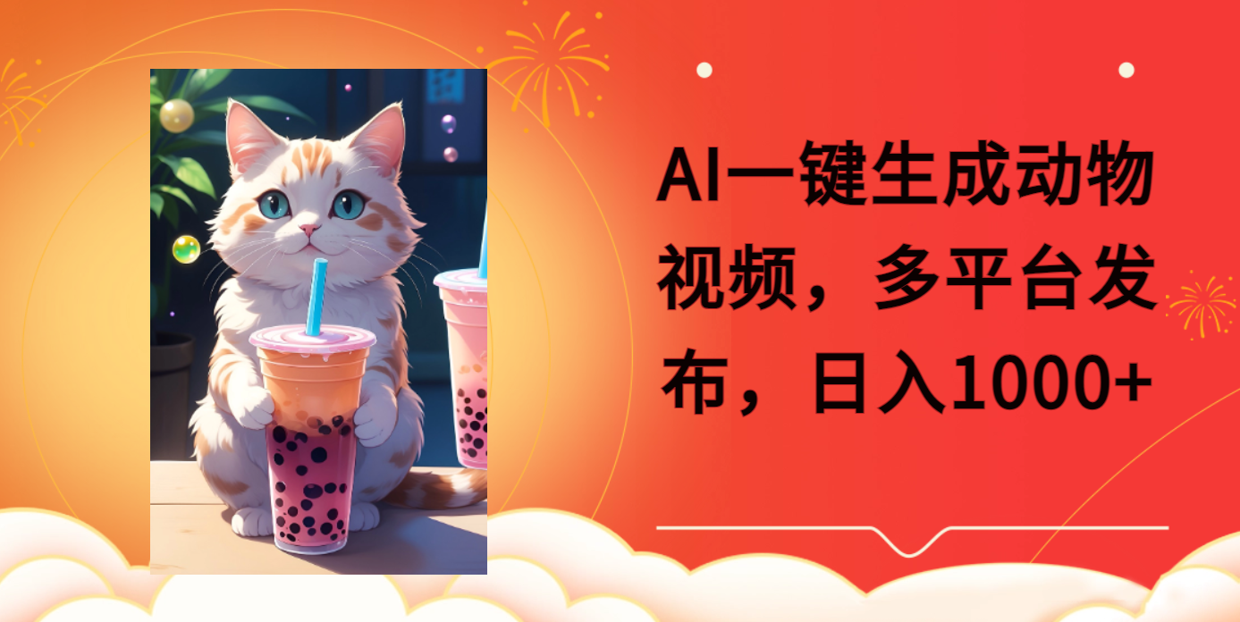 AI一键生成动物搞笑视频，多平台发布，轻松破千万播放，日入2000+白米粥资源网-汇集全网副业资源白米粥资源网