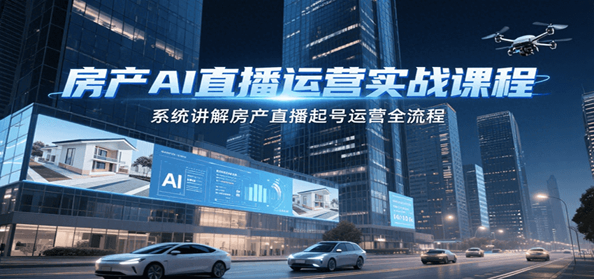 房产AI直播运营实战课程，系统讲解房产直播起号运营全流程白米粥资源网-汇集全网副业资源白米粥资源网