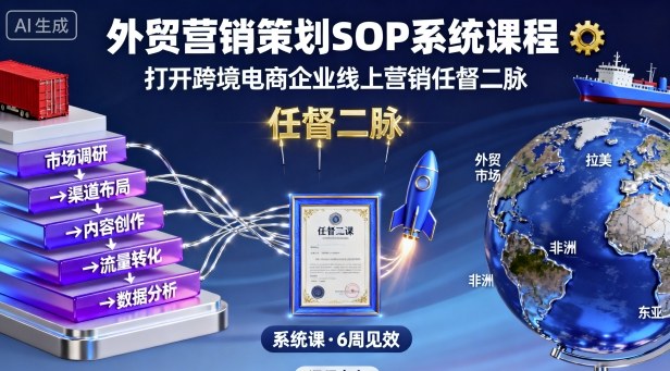 外贸营销策划SOP系统课程，打开跨境电商企业线上营销任督二脉白米粥资源网-汇集全网副业资源白米粥资源网