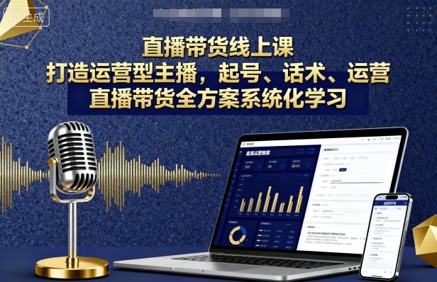 直播带货线上课，打造运营型主播，起号、话术、运营，直播带货全方案系统化学习白米粥资源网-汇集全网副业资源白米粥资源网