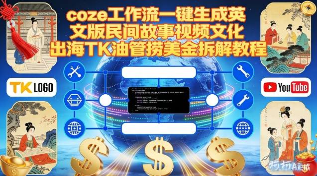 Coze扣子工作流一键生成英文版民间故事视频，文化出海TK油管捞美金拆解教程白米粥资源网-汇集全网副业资源白米粥资源网