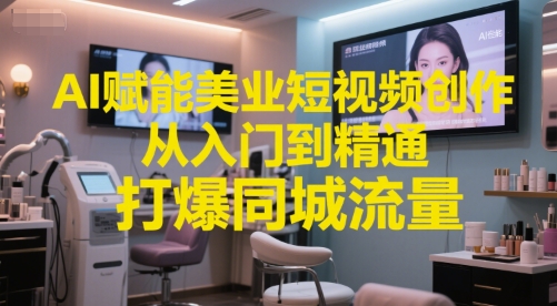 AI赋能美业短视频创作，从入门到精通，打爆同城流量，超级AI工具短视频实操落地白米粥资源网-汇集全网副业资源白米粥资源网