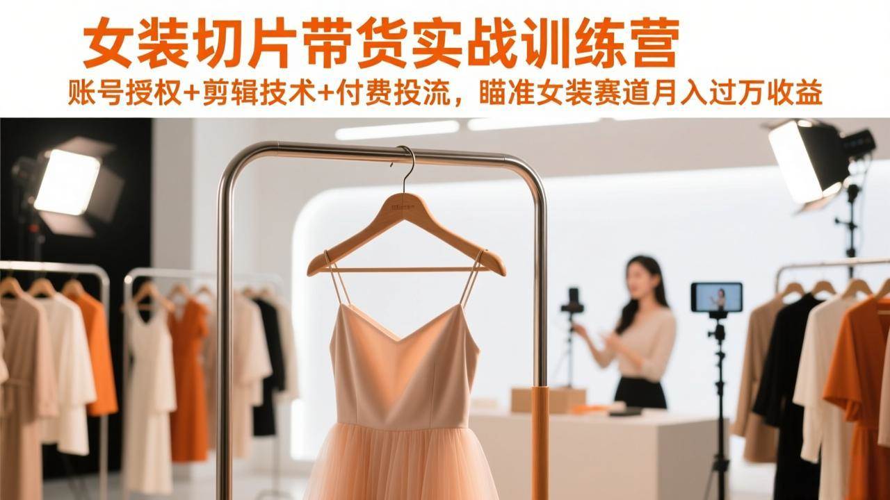 （17357期）女装切片带货实战训练营，账号授权+剪辑技术+付费投流，瞄准女装赛道月入过万收益白米粥资源网-汇集全网副业资源白米粥资源网