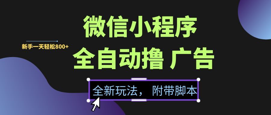 （15134期）微信小程序挂机撸广告，全新玩法，新手一天轻松800+【附带脚本】白米粥资源网-汇集全网副业资源白米粥资源网