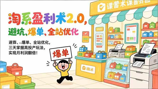 （17127期）淘系盈利术2.0，避坑、爆单、全站优化，三天掌握高投产玩法，实现月利润翻倍！白米粥资源网-汇集全网副业资源白米粥资源网