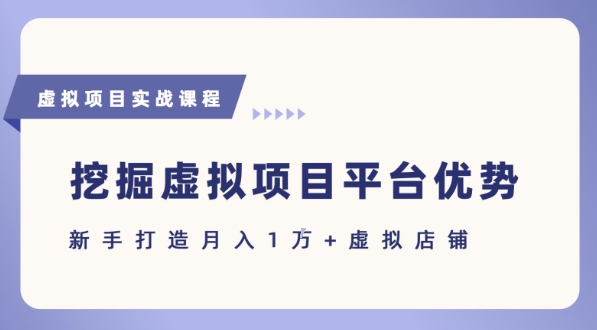 抓住虚拟项目各平台优势，新手轻松月入1W+(给出具体建议)白米粥资源网-汇集全网副业资源白米粥资源网