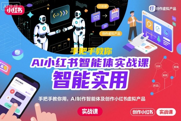 AI小红书智能体实战课,手把手教你用AI制作智能体及创作小红书虚拟产品,提效+内容商业化白米粥资源网-汇集全网副业资源白米粥资源网