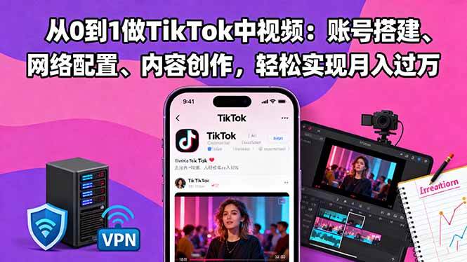 （16461期）从0到1做TikTok中视频：账号搭建、网络配置、内容创作，轻松实现月入过万白米粥资源网-汇集全网副业资源白米粥资源网