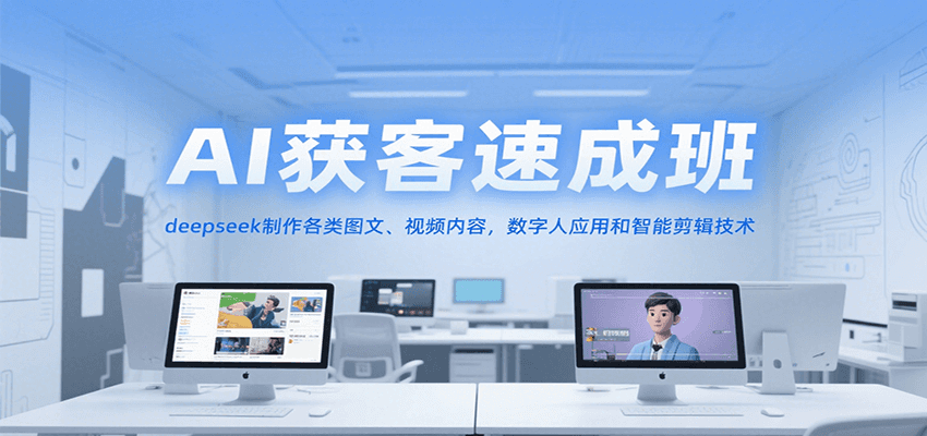 AI获客速成班，deepseek制作各类图文、视频内容，数字人应用和智能剪辑技术白米粥资源网-汇集全网副业资源白米粥资源网
