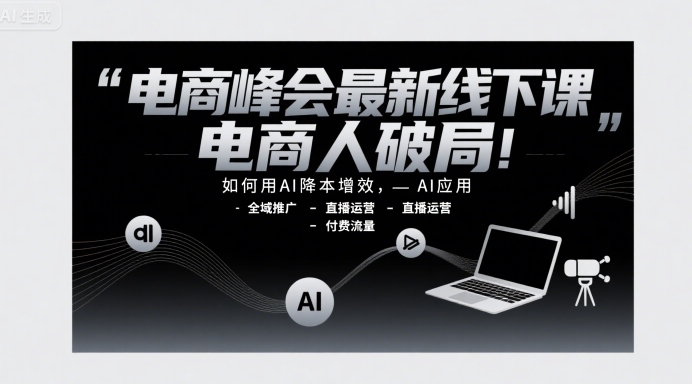 电商峰会最新线下课，电商人破局，如何用AI降本增效，AI应用-全域推广-直播运营-付费流量白米粥资源网-汇集全网副业资源白米粥资源网