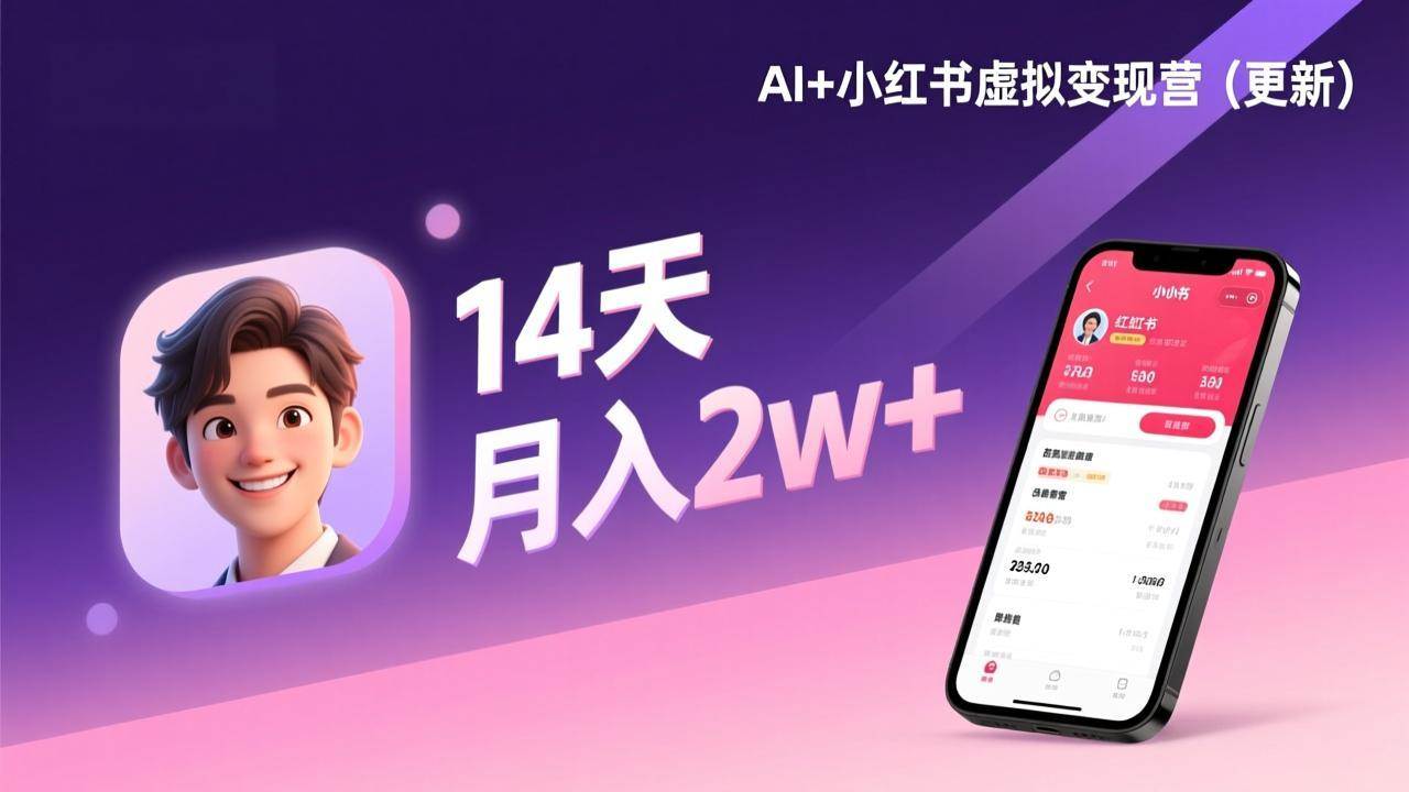 （17275期）AI+小红书虚拟变现营（更新），14天掌握选品、笔记、成交，打造自动化月入2w+事业白米粥资源网-汇集全网副业资源白米粥资源网