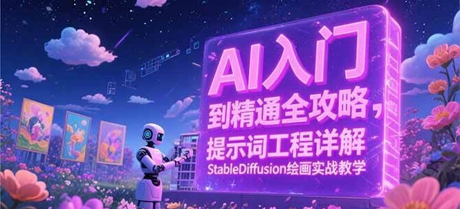 AI入门到精通全攻略，提示词工程详解，StableDiffusion绘画实战教学白米粥资源网-汇集全网副业资源白米粥资源网