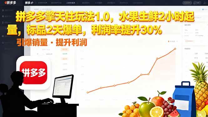 （16429期）拼多多 擎天柱玩法1.0，水果生鲜2小时起量，标品2天爆单，利润率提升30%白米粥资源网-汇集全网副业资源白米粥资源网
