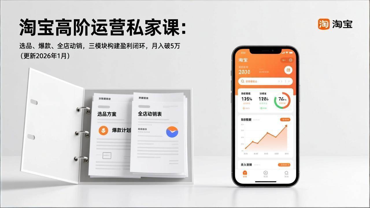 （17280期）淘宝高阶运营私家课：选品、爆款、全店动销，三模块构建盈利闭环，月入破5万（更新26年1月）白米粥资源网-汇集全网副业资源白米粥资源网