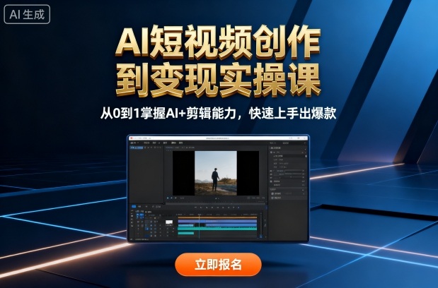 AI短视频创作到变现实操课，从0到1掌握AI+剪辑能力，快速上手出爆款（更新10月）白米粥资源网-汇集全网副业资源白米粥资源网