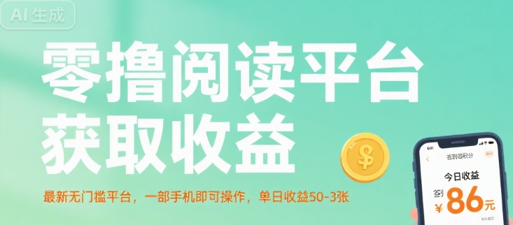 零撸阅读平台获取收益，最新无门槛平台，一部手机即可操作，单日收益50-3张【揭秘】白米粥资源网-汇集全网副业资源白米粥资源网