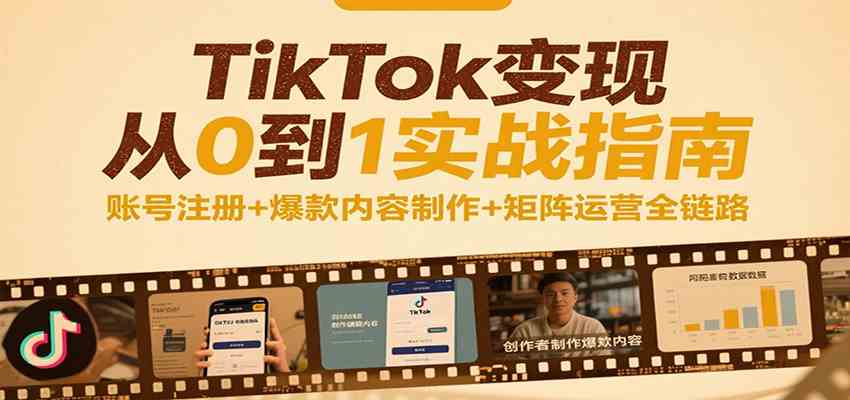 TikTok变现从0到1实战指南：账号注册+爆款内容制作+矩阵运营全链路白米粥资源网-汇集全网副业资源白米粥资源网