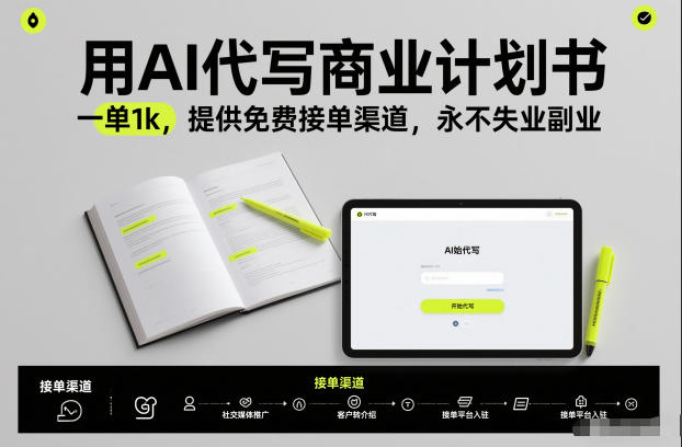 用AI代写商业计划书，一单1k，提供免费接单渠道，永不失业副业白米粥资源网-汇集全网副业资源白米粥资源网