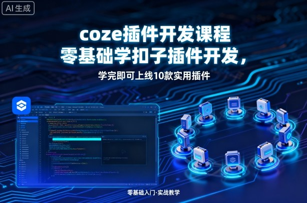 coze插件开发课程，零基础学扣子插件开发，学完即可上线10款实用插件白米粥资源网-汇集全网副业资源白米粥资源网