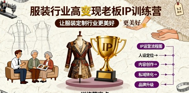 服装行业高变现老板IP训练营,让服装定制行业更美好白米粥资源网-汇集全网副业资源白米粥资源网