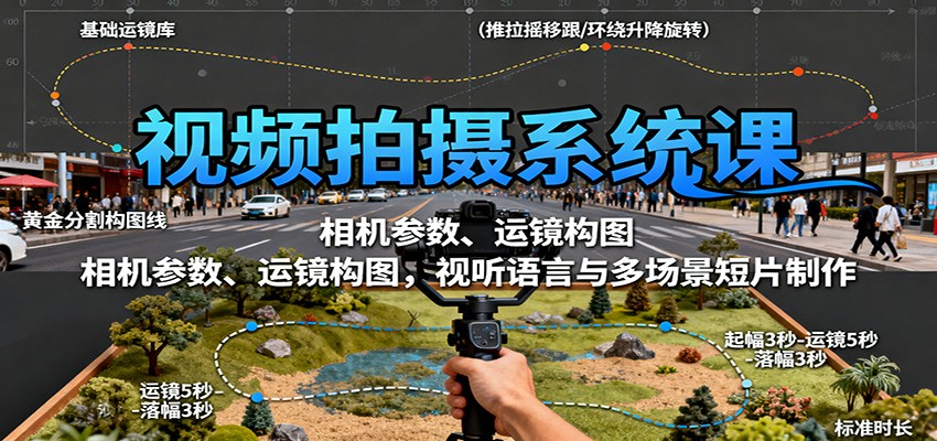 视频拍摄系统课:相机参数、运镜构图,视听语言与多场景短片制作白米粥资源网-汇集全网副业资源白米粥资源网