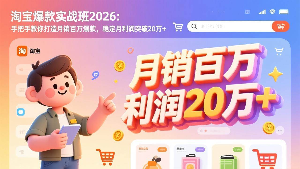 （17209期）淘宝爆款实战班2026：手把手教你打造月销百万爆款，稳定月利润突破20万+白米粥资源网-汇集全网副业资源白米粥资源网