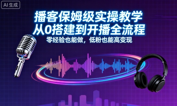 播客保姆级实操教学，从0搭建到开播全流程，零经验也能做，低粉也能高变现白米粥资源网-汇集全网副业资源白米粥资源网