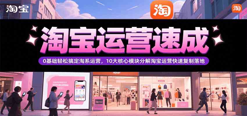淘宝运营速成，0基础轻松搞定网店运营，10大核心模块分解快速复制落地（更新）白米粥资源网-汇集全网副业资源白米粥资源网