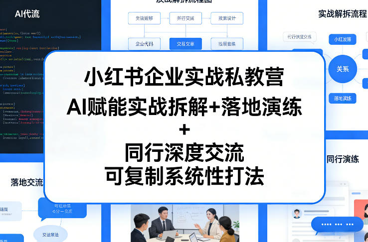 小红书企业实战私教营,AI赋能实战拆解+落地演练+同行深度交流,可复制系统性打法 小红书企业实战私教营,AI赋能实战拆解+落地演练+同行深度交流,可复制系统性打法