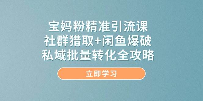 宝妈粉精准引流课，社群猎取+闲鱼爆破，私域批量转化全攻略白米粥资源网-汇集全网副业资源白米粥资源网