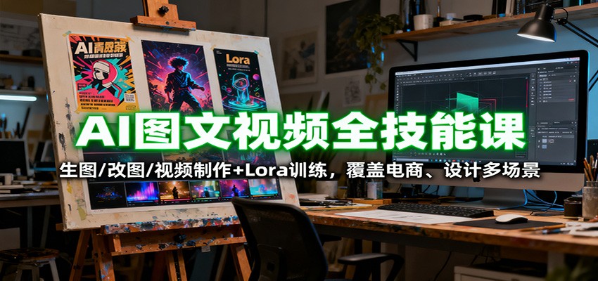 AI图文视频全技能课:生图/改图/视频制作+Lora训练,覆盖电商 、设计多场景白米粥资源网-汇集全网副业资源白米粥资源网