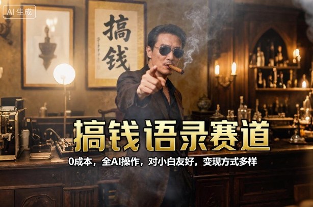 搞钱语录赛道，0成本，全AI操作，对小白友好，变现方式多样白米粥资源网-汇集全网副业资源白米粥资源网