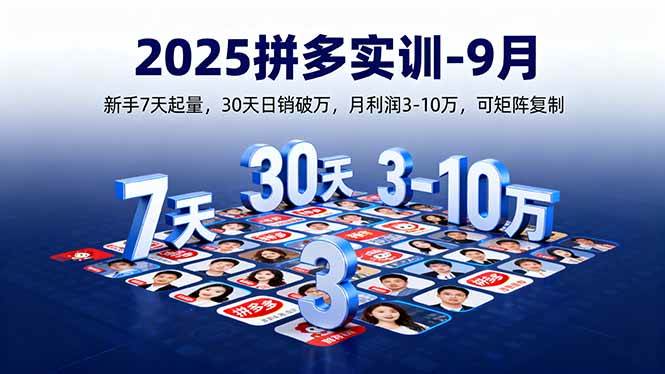 （16008期）2025拼多多实训-9月：新手7天起量,30天日销破万,月利润3-10万,可矩阵复制白米粥资源网-汇集全网副业资源白米粥资源网