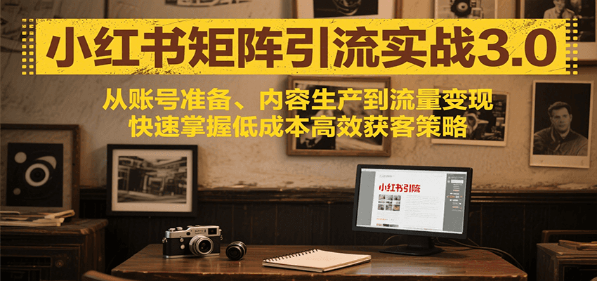小红书矩阵引流3.0，从账号准备、内容生产到流量变现，快速掌握低成本高效获客策略白米粥资源网-汇集全网副业资源白米粥资源网
