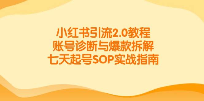 （14981期）小红书引流2.0教程，账号诊断与爆款拆解，七天起号SOP实战指南白米粥资源网-汇集全网副业资源白米粥资源网