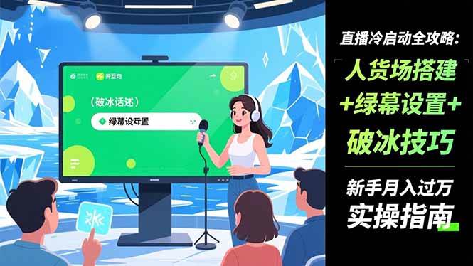 （16605期）直播冷启动全攻略:人货场搭建+绿幕设置+破冰技巧，新手月入过万实操指南白米粥资源网-汇集全网副业资源白米粥资源网