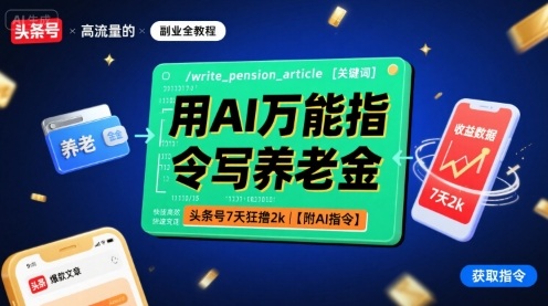 用AI万能指令写养老金，头条号7天狂撸2k【附AI指令】白米粥资源网-汇集全网副业资源白米粥资源网
