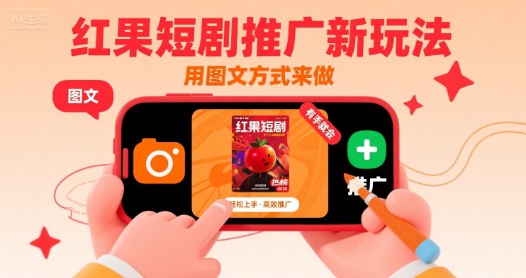 红果短剧推广新玩法，用图文方式来做，有手就会白米粥资源网-汇集全网副业资源白米粥资源网