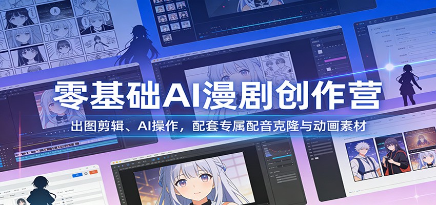 零基础AI漫剧创作营：出图剪辑、AI操作，配套专属配音克隆与动画素材白米粥资源网-汇集全网副业资源白米粥资源网