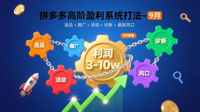 （15916期）拼多多高阶盈利系统打法-9月：选品+推广+活动+诊断+最新风口，月利润3-10w白米粥资源网-汇集全网副业资源白米粥资源网