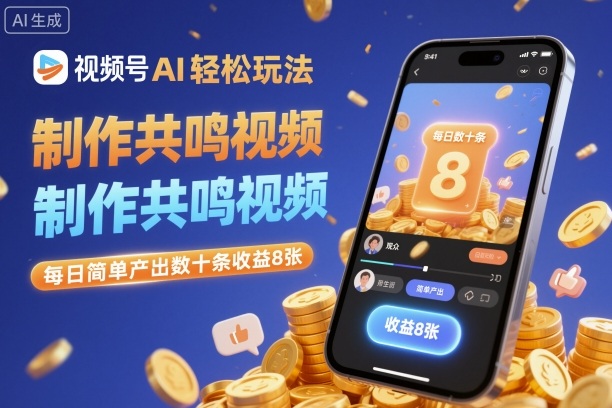 视频号AI轻松玩法，制作共鸣视频，每日简单产出数十条收益8张白米粥资源网-汇集全网副业资源白米粥资源网